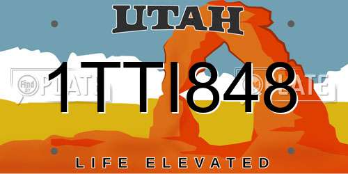 1TTI848 Utah License Plate