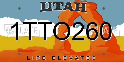 1TTO260 Utah License Plate