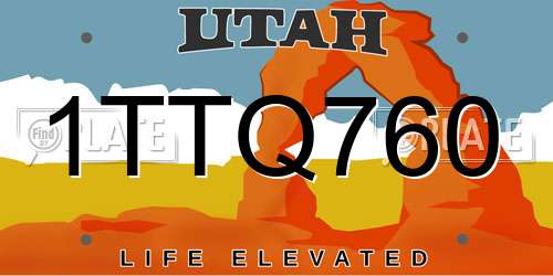1TTQ760 Utah License Plate