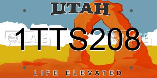1TTS208 Utah License Plate