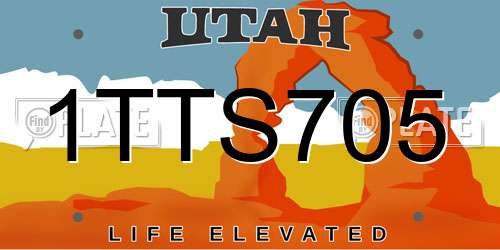 1TTS705 Utah License Plate
