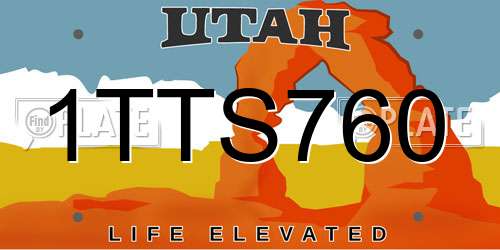 1TTS760 Utah License Plate