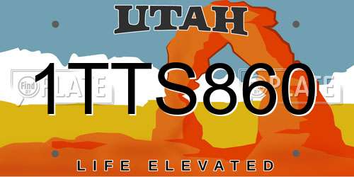 1TTS860 Utah License Plate