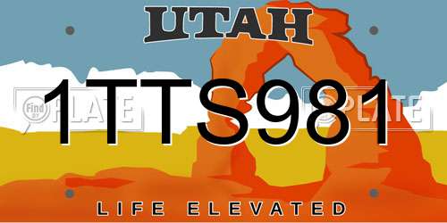 1TTS981 Utah License Plate