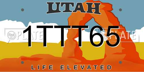 1TTT65 Utah License Plate
