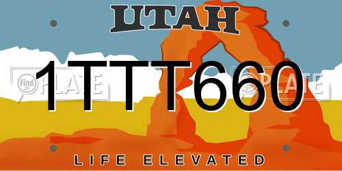 1TTT660 Utah License Plate