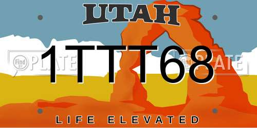 1TTT68 Utah License Plate