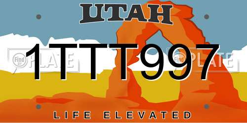 1TTT997 Utah License Plate