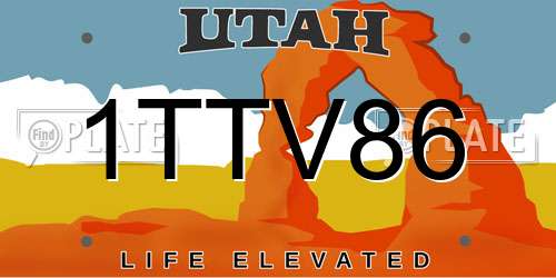 1TTV86 Utah License Plate