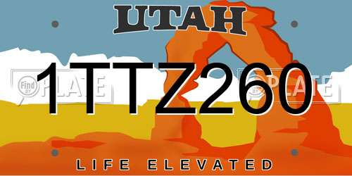 1TTZ260 Utah License Plate