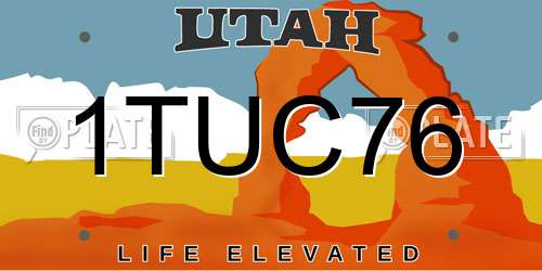 1TUC76 Utah License Plate