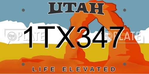 1TX347 Utah License Plate
