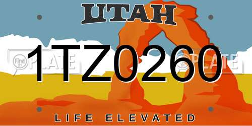 1TZ0260 Utah License Plate