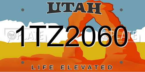 1TZ2060 Utah License Plate