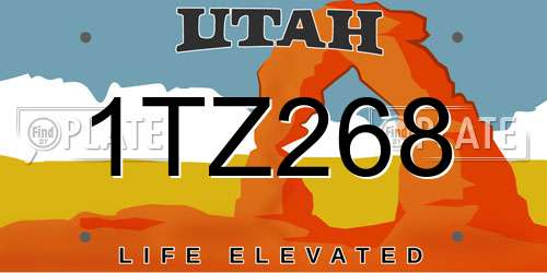 1TZ268 Utah License Plate