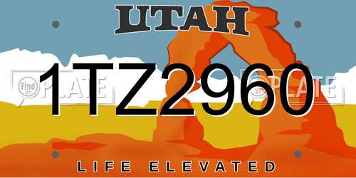1TZ2960 Utah License Plate