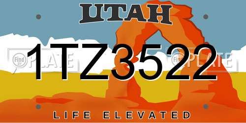 1TZ3522 Utah License Plate