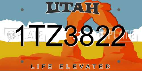 1TZ3822 Utah License Plate
