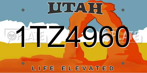 1TZ4960 Utah License Plate