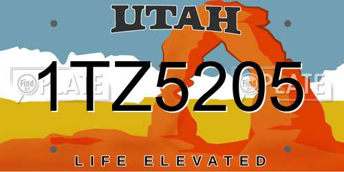 1TZ5205 Utah License Plate
