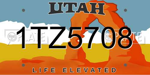 1TZ5708 Utah License Plate