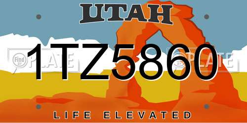 1TZ5860 Utah License Plate
