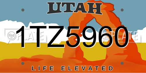 1TZ5960 Utah License Plate