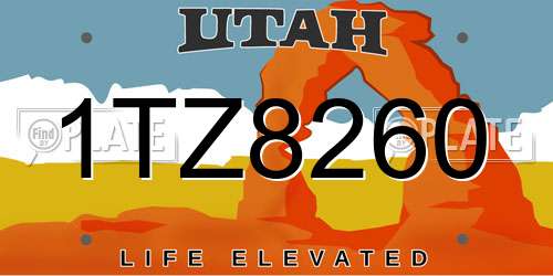 1TZ8260 Utah License Plate