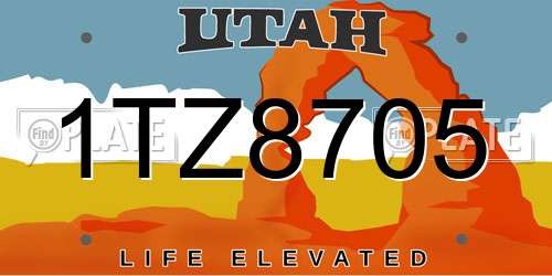 1TZ8705 Utah License Plate