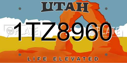 1TZ8960 Utah License Plate
