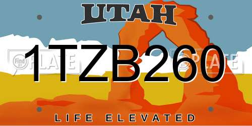 1TZB260 Utah License Plate