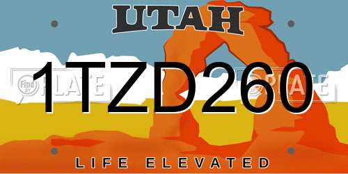 1TZD260 Utah License Plate