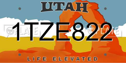 1TZE822 Utah License Plate