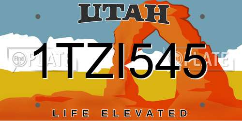 1TZI545 Utah License Plate