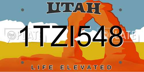 1TZI548 Utah License Plate