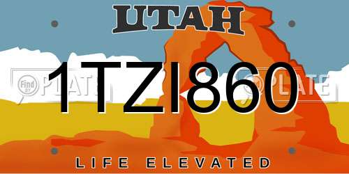 1TZI860 Utah License Plate