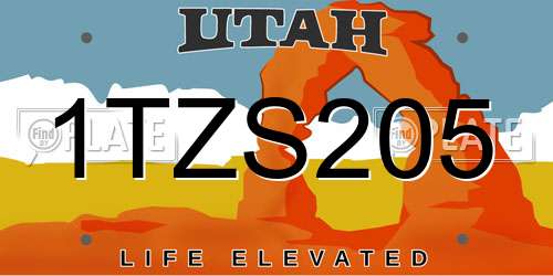 1TZS205 Utah License Plate