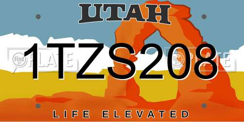 1TZS208 Utah License Plate