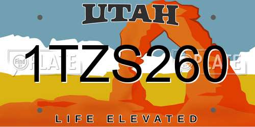 1TZS260 Utah License Plate