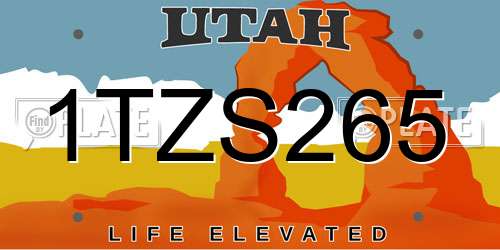 1TZS265 Utah License Plate