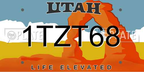 1TZT68 Utah License Plate