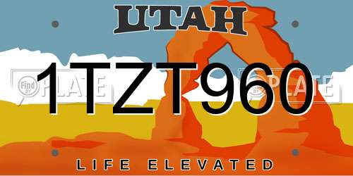 1TZT960 Utah License Plate