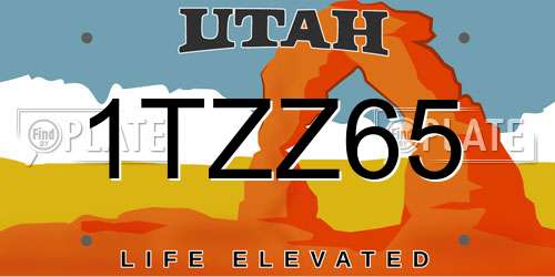 1TZZ65 Utah License Plate