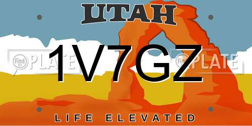 1V7GZ Utah License Plate