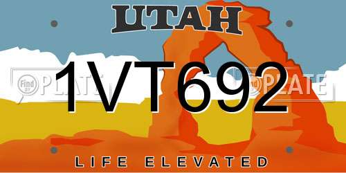 1VT692 Utah License Plate