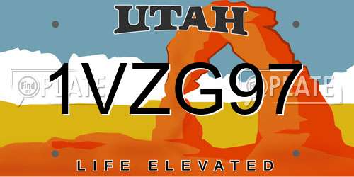 1VZG97 Utah License Plate