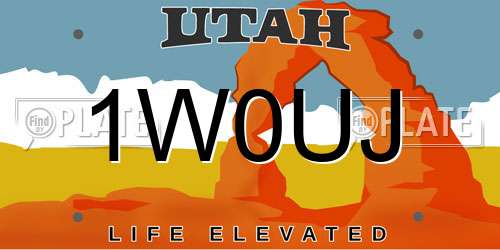 1W0UJ Utah License Plate