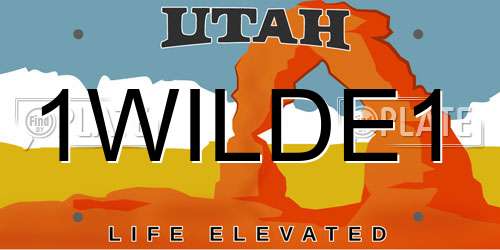 1WILDE1 Utah License Plate