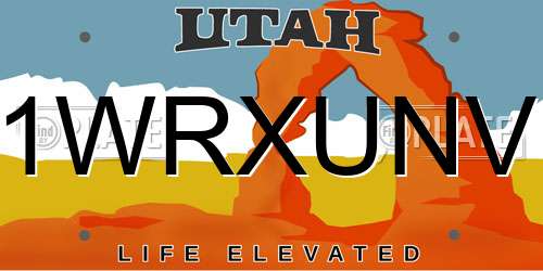 1WRXUNV Utah License Plate