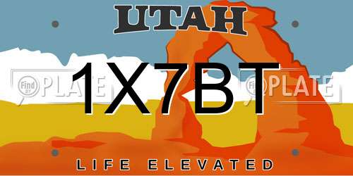 1X7BT Utah License Plate